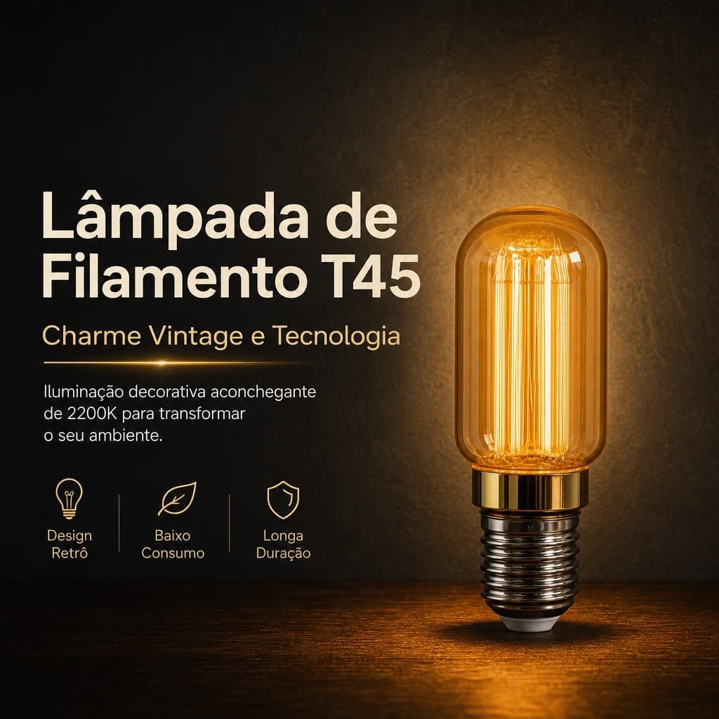 Lampada Led Filamento T45 Ambar E27 2200k