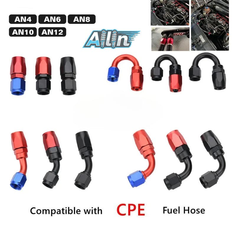 CPE Swivel Oil Cooler Mangueira End Fitting Adaptador De Tubo De Linha De Combustível AN4 6 8 10 12 0/45/90/180 °