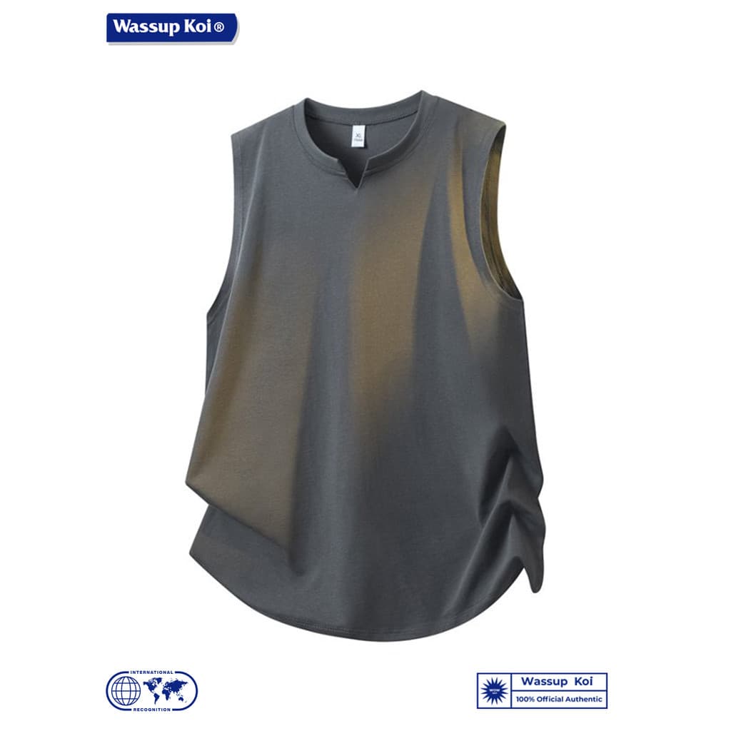 WASSUP KOI Verão Novo Estilo Com Decote Em V Colete Masculino Gelo Casual Esportes Colete Solto Terno de Treinamento Sem
