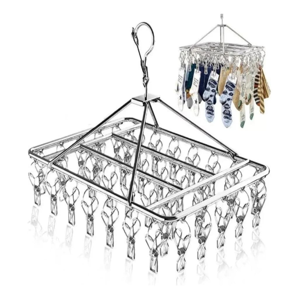Varal 20 Prendedores Roupa Bebe Calcinha Cueca Dobrável Inox