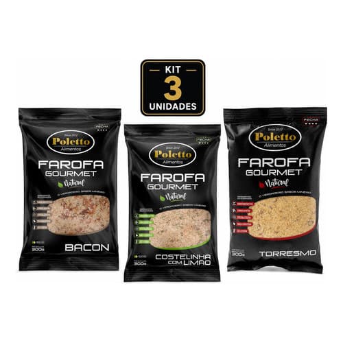 Kit 3 Farofas Crocantes Gourmet Poletto 300g - Sem Glúten