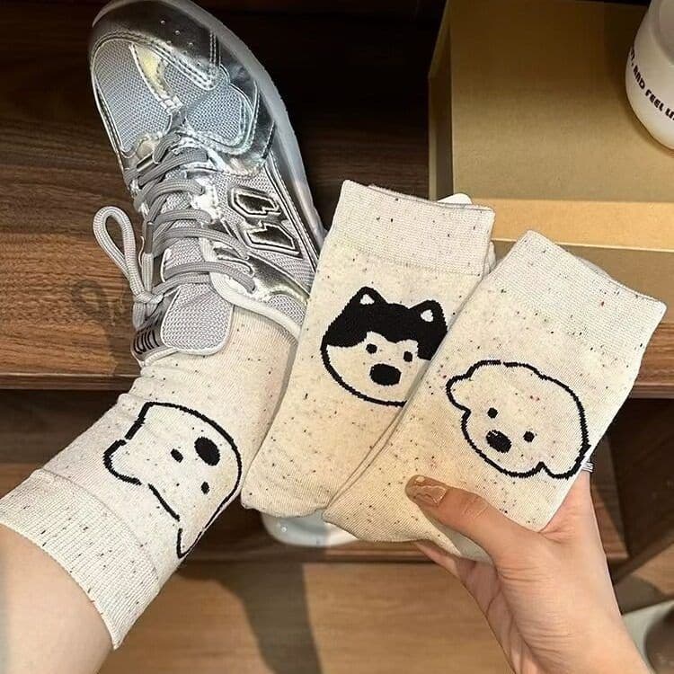 Outono inverno estilo idéias fio filhote de cachorro meias femininas meados de tubo meias primavera outono estilo japonê