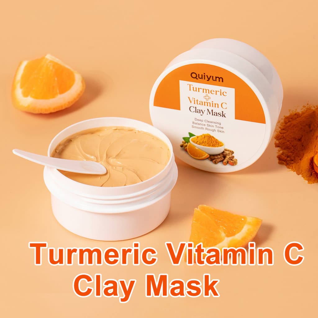 Máscara De Argila De Cúrcuma + Vitamina c QUIYUM Para Limpeza De Poros E Hidratação