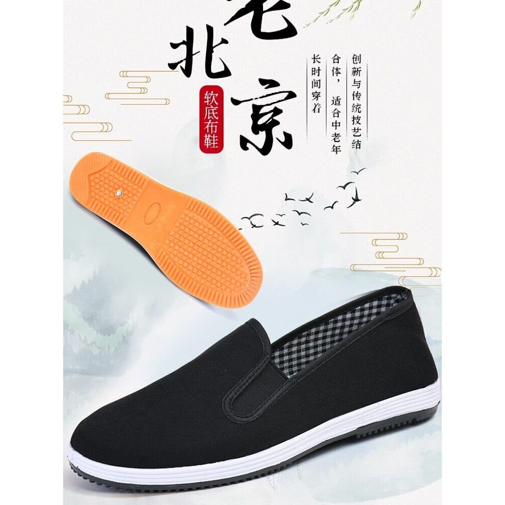 Velho pequim sapatos de pano masculino de meia-idade idosos sola macia Casual leve respirável deslizamento no pai Melale