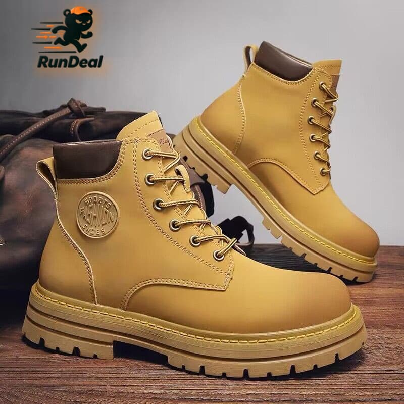 Botas Grandes Amarelas 2026 Outono/Inverno Martin Masculinas De Cano Alto Roupas De Trabalho À Prova D'água Não-Sl