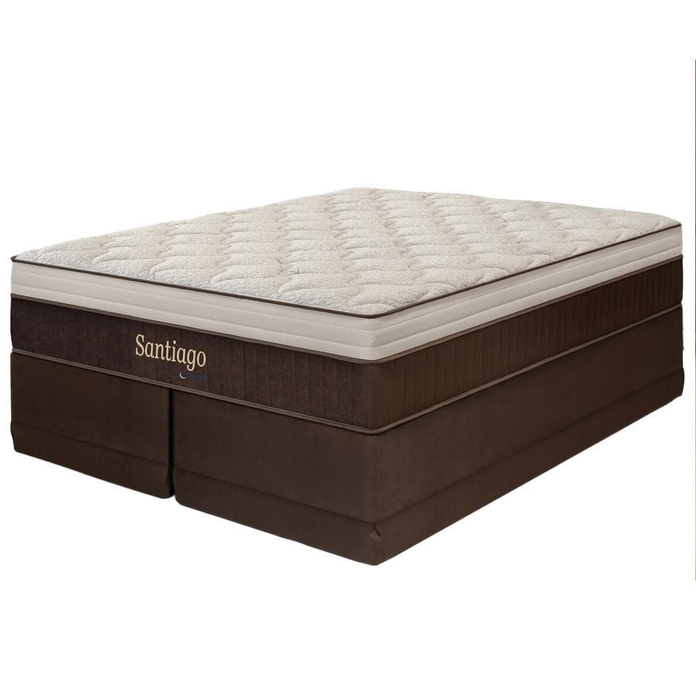 Cama Box com Saia + Colchão King Size Santiago Molas Ensacadas Pillow Paparazzi 193x203x70cm - Macio