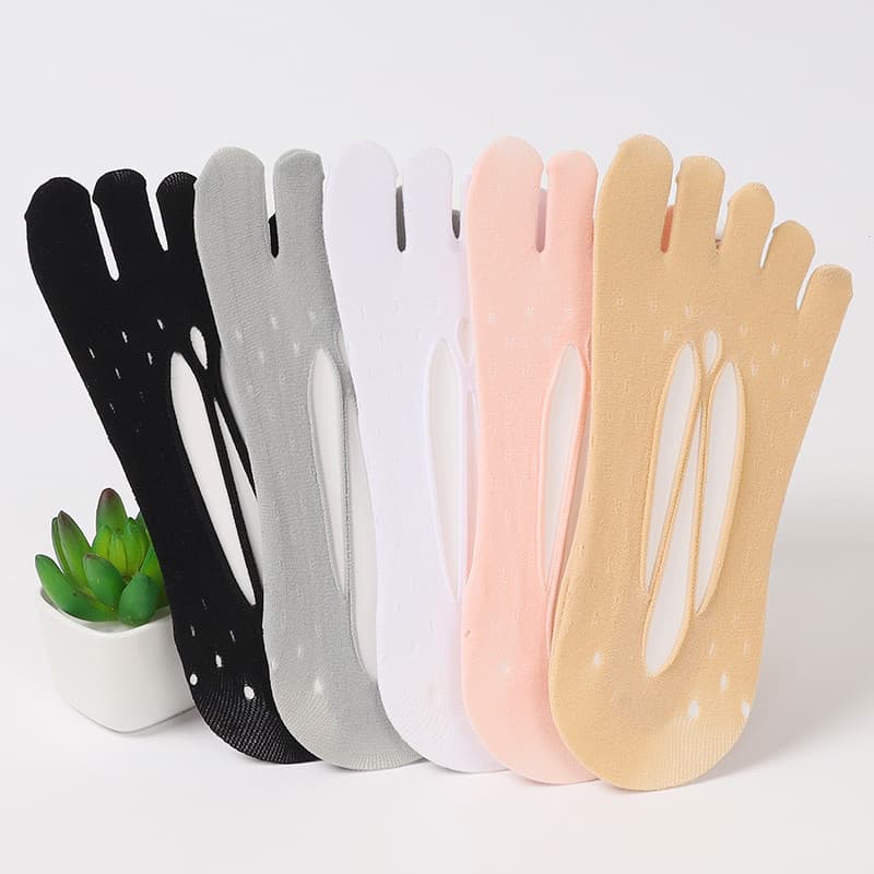 10 pares Zhu e meias cruzadas meias de cinco dedos femininas finas meias de seda gelo Ultra-finas invisíveis Ped meias b