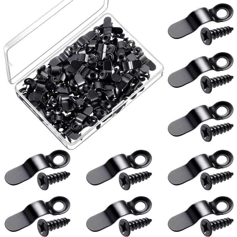 100 peças de clipes de mola pretos em formato de laço para quadros pequenos, fixadores para fixação do painel traseiro,