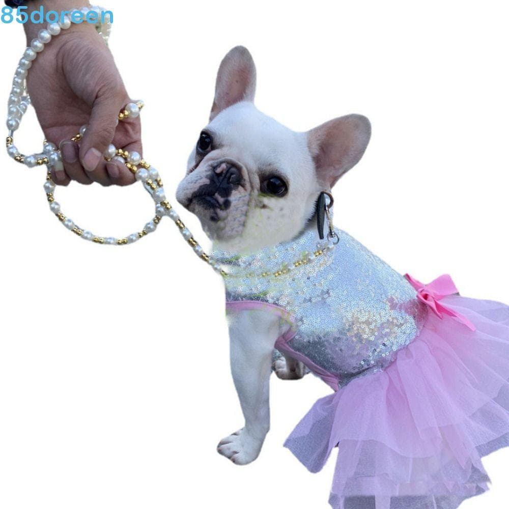 Trela Do Arnês Cão Das Pérolas , Frisada Da Imitação De 120cm , Trelas Fortes Chumbo Treinamento Animal De Estimação Gan