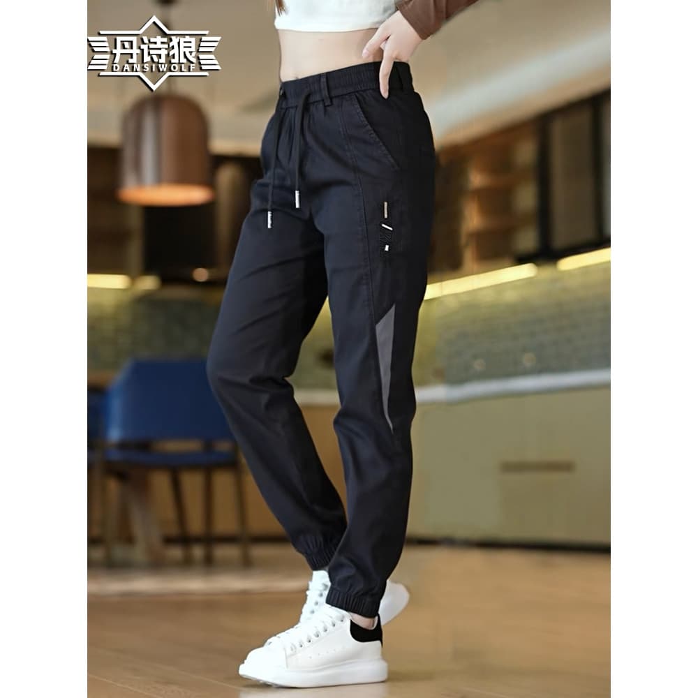 Calças casuais masculinas 2026 novo estilo Street Wear High-End macacão reto calças esportivas de perna estreita calças