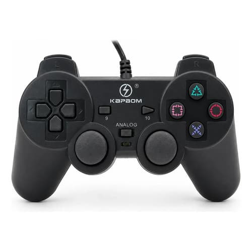 Kit 2 Controle Gamer USB para PC Notebook PS2 PS3 Dual Shock Com Fio Preto