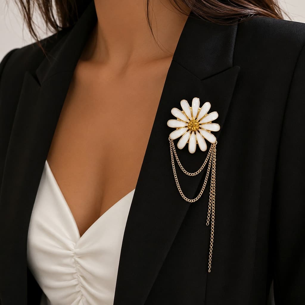 Broche com borla de girassol, corsage requintado, elegante e versátil, adequado para o dia a dia, alfinete elegante.