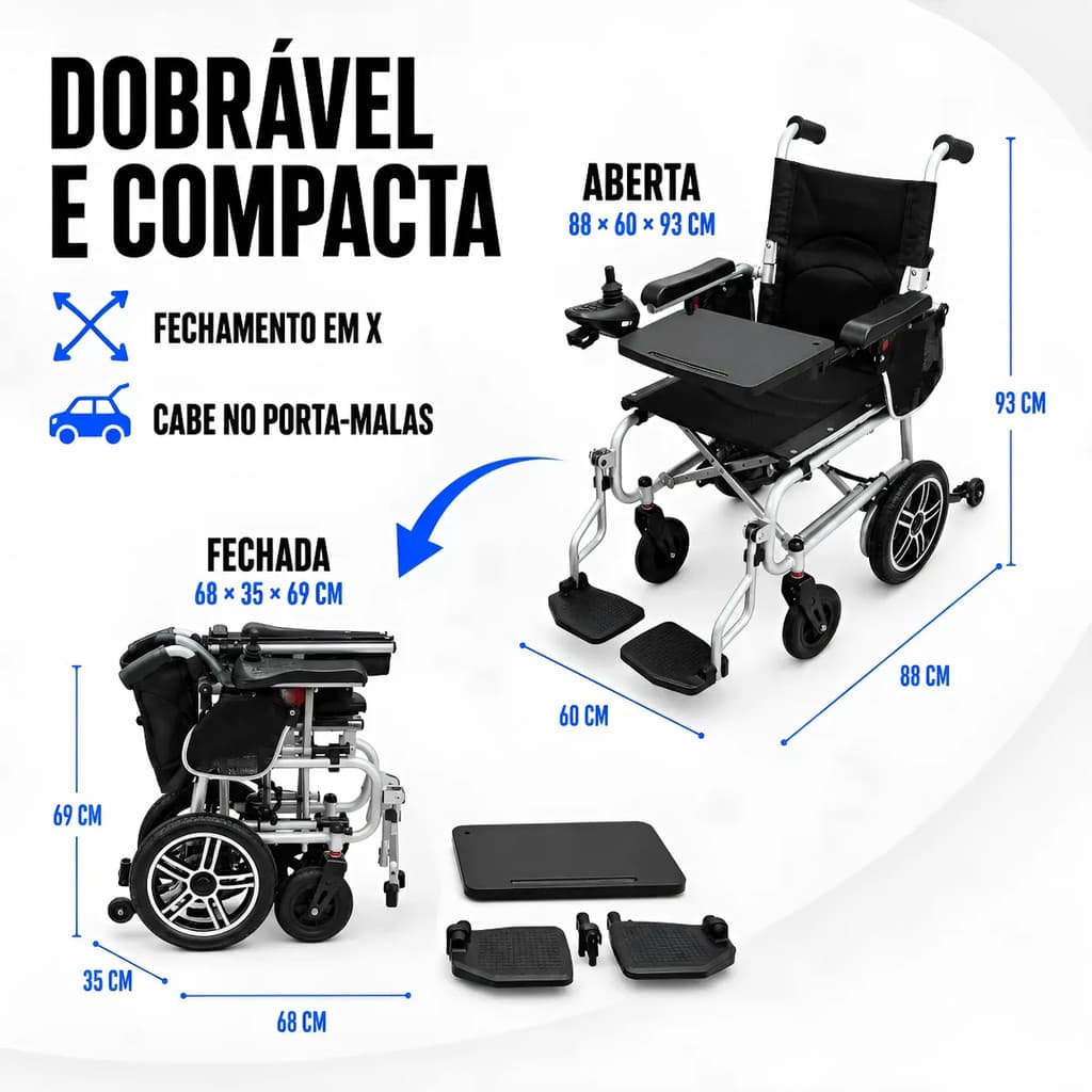 Cadeira De Rodas Motorizada Elétrica Dobrável Leve 120kg