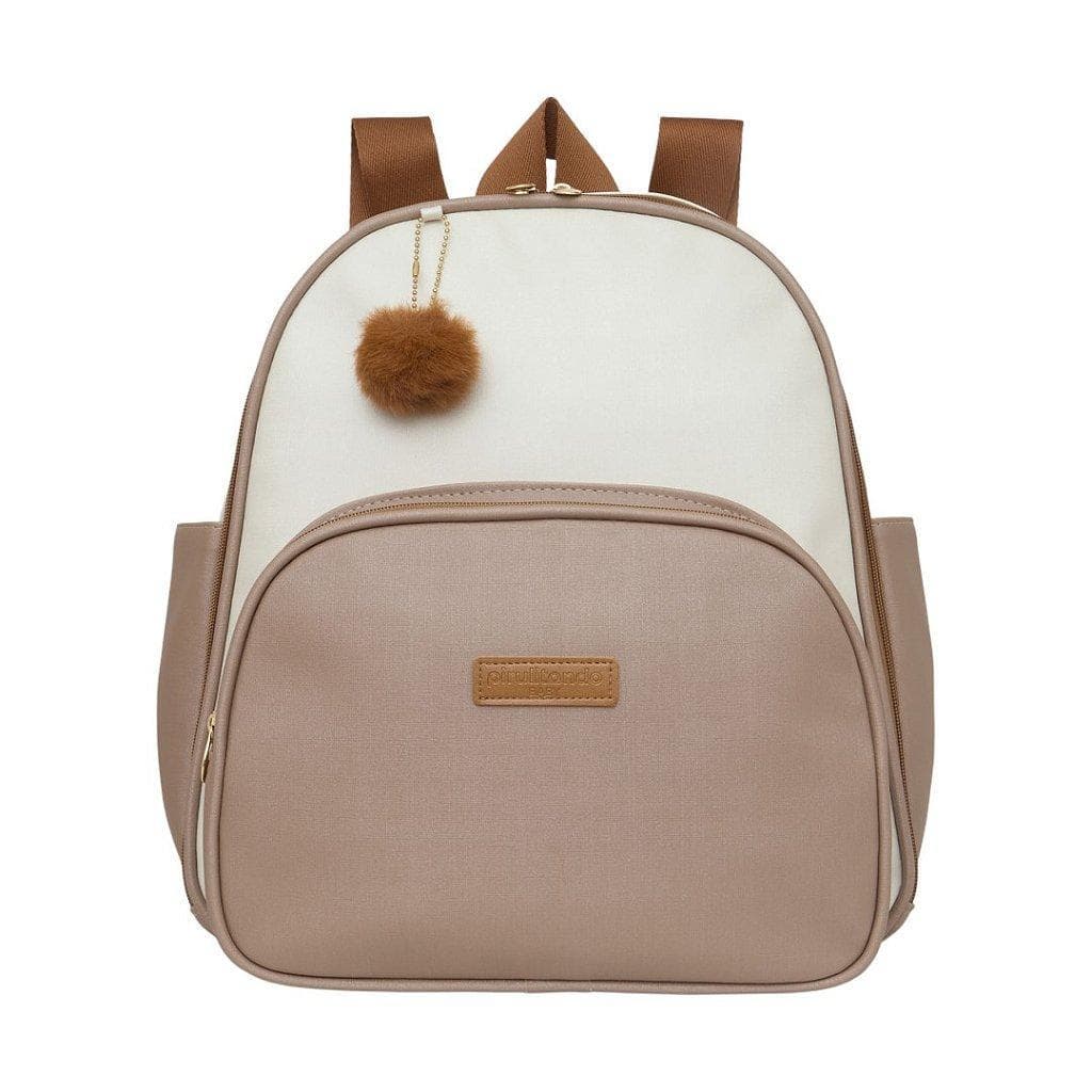 Mochila de Maternidade Pirulitando Baby Ternura Off e Marrom