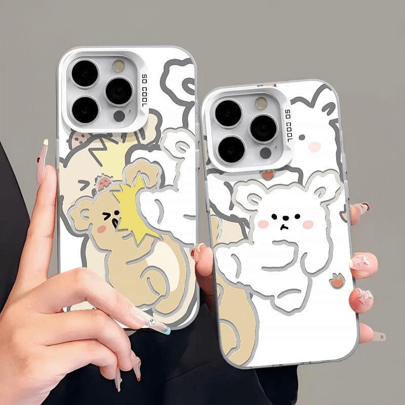 Casal exclusivo gato padrão iPhone16PRO MAX caso de telefone adequado para 15PLUS 13 colorido prata 12 caso duro 11 dive