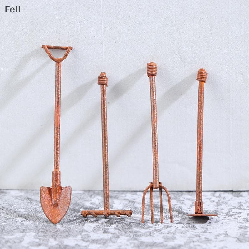 [Fel] 1 : 12 Casa De Bonecas Mini Pá Enxada E Forcado Ferramentas Agrícolas Ferramenta De Jardim De Fadas Venda Quente