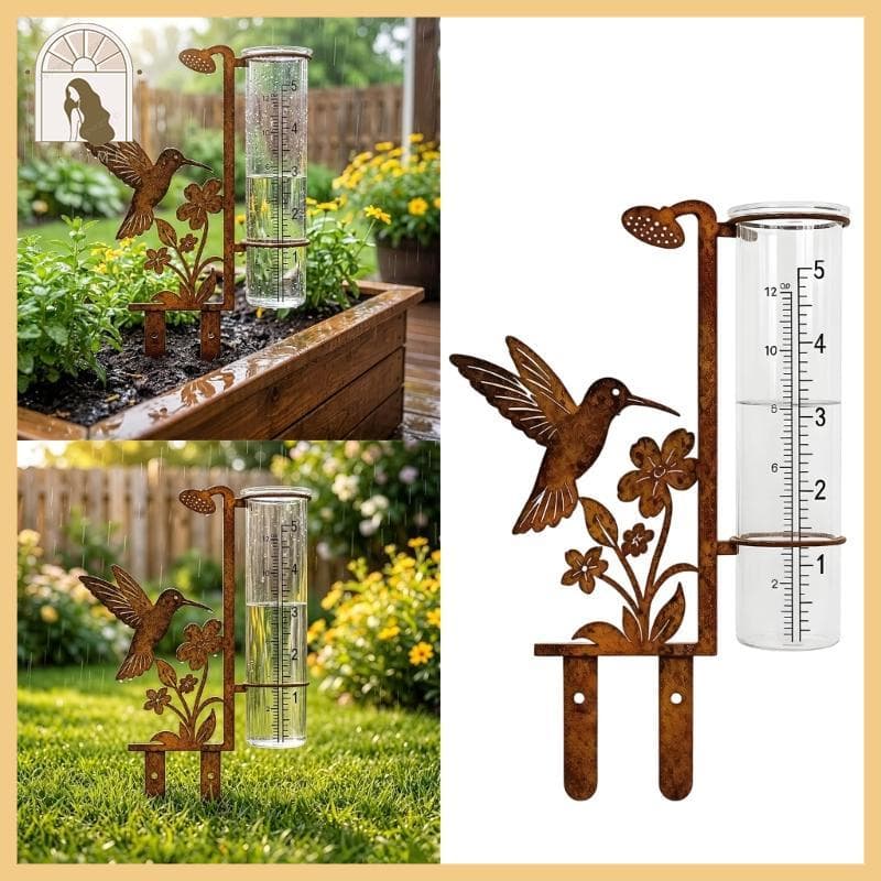 * XIMM * Estaca Medidor Jardim Metal Design Decorativo Flores Pássaros Para Rastreamento