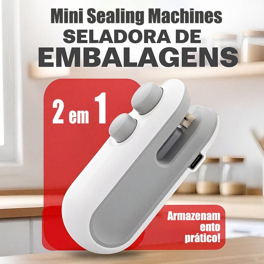Mini Seladora Máquina Portátil Plástico Para Cozinha Sela Rapidamente Suas Embalagens Plásticas Sem Fio