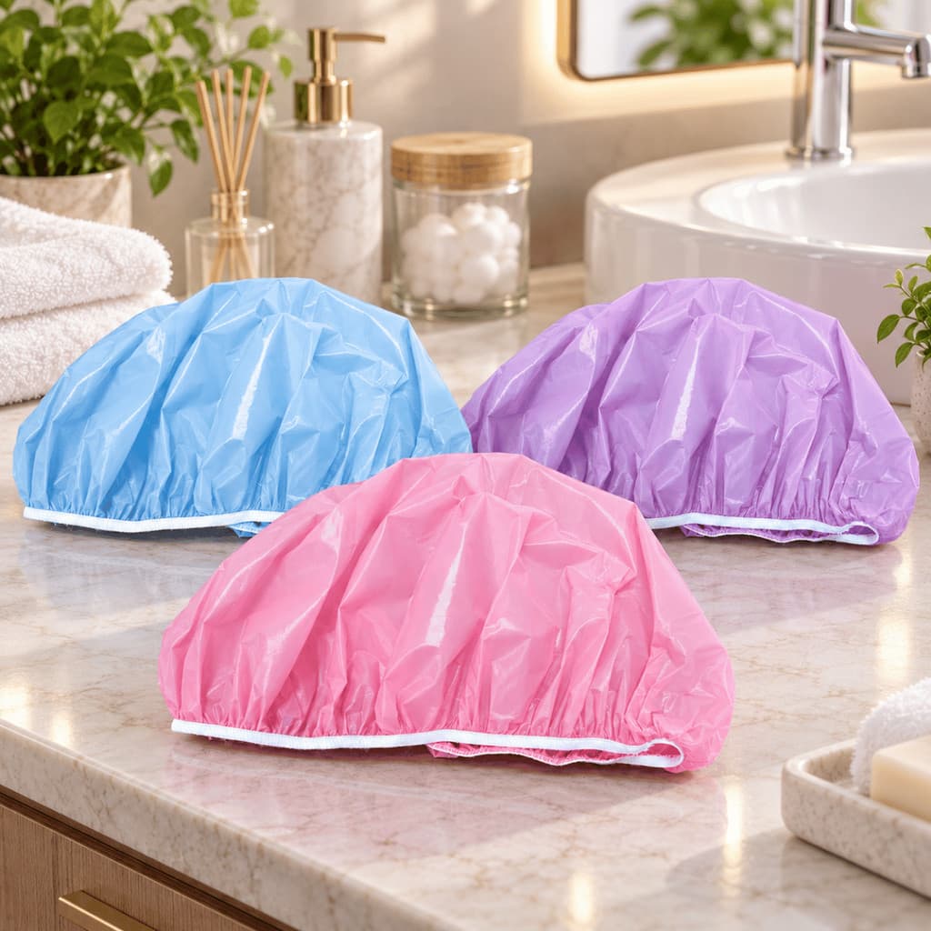 Kit 3 Touca de Polietileno Descartável - Touca Plástica Banho Cozinha Proteção Cabelo