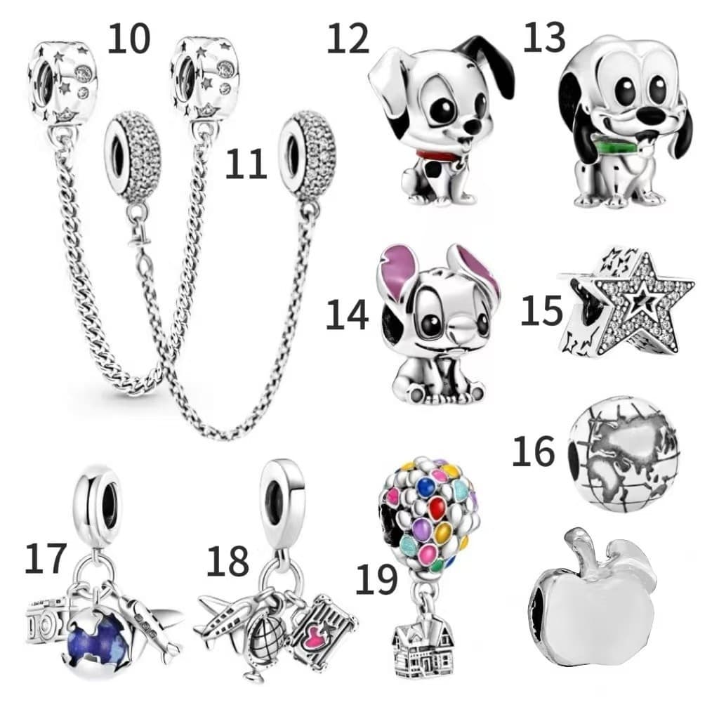 Conjunto de 4 peças de pingentes de charm DIY S925 prata estrela filhote de cachorro acessórios pulseira contas