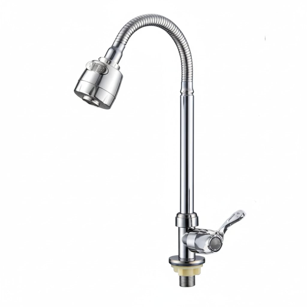 Torneira Cozinha Gourmet Prata Cromo Flexivel 2 Jatos 1/4 de volta para mesa pia bancada e mármore