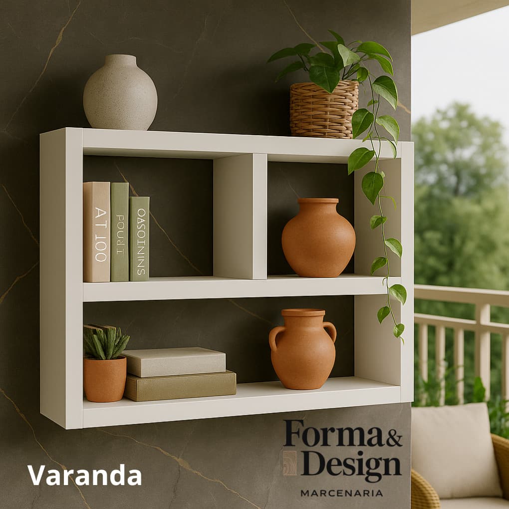 Nicho Decoração e Organização com Divisória Mdf Branco parede sala quarto varanda banheiro