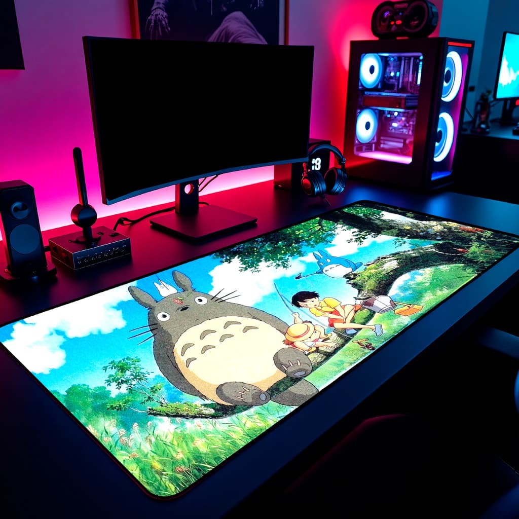 Mouse Pad Gamer Totoro Ghibli 65x30cm / 80x40cm / 90x50cm / 120x60cm / Borda Costurada