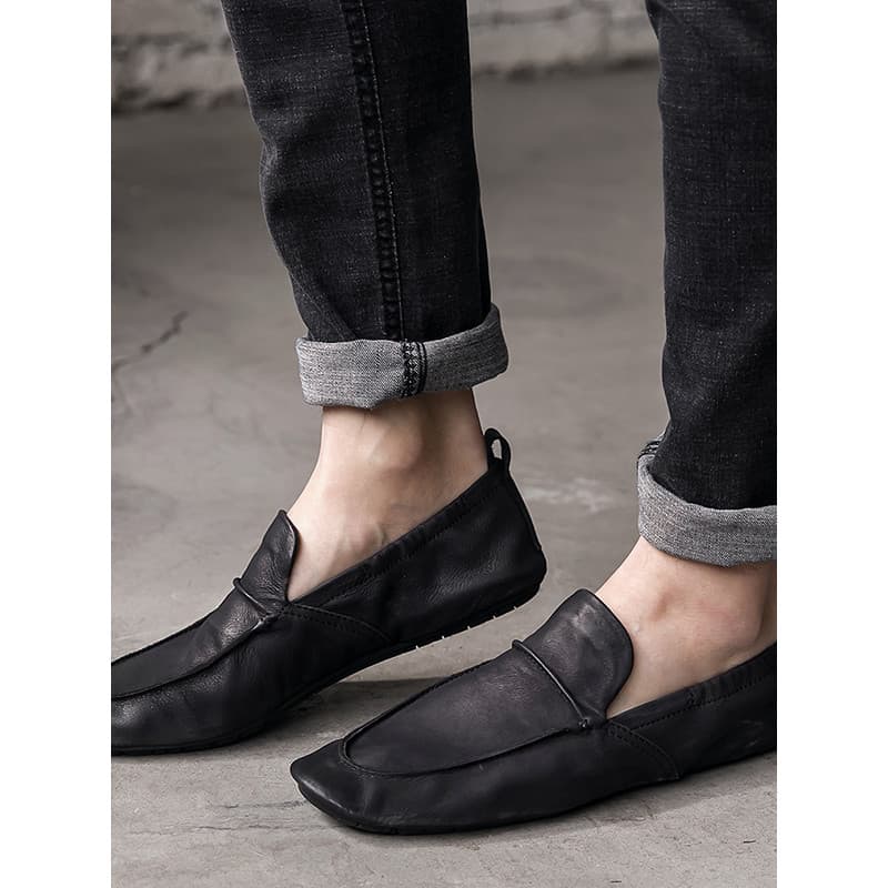 Verão sola macia Casual respirável couro genuíno baixo-Top ervilhas sapatos masculinos versão coreana All-Match deslizam