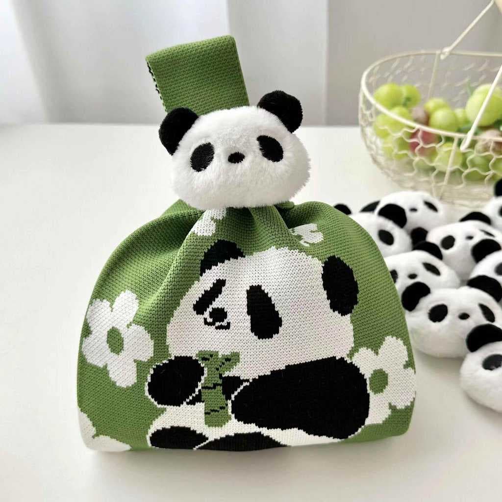 Saco de alta qualidade portátil lembranças periféricas novo estilo Panda vovô saco de malha meninas saco de malha capaci
