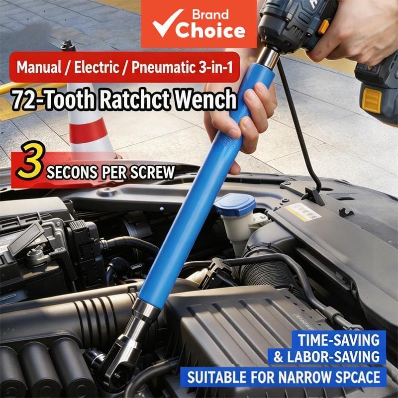 Um Conjunto De Chave De Catraca 3 Em 1 De 72 Dentes , Alça Estendida , Reversível Resistente Para Reparos Automotivos E
