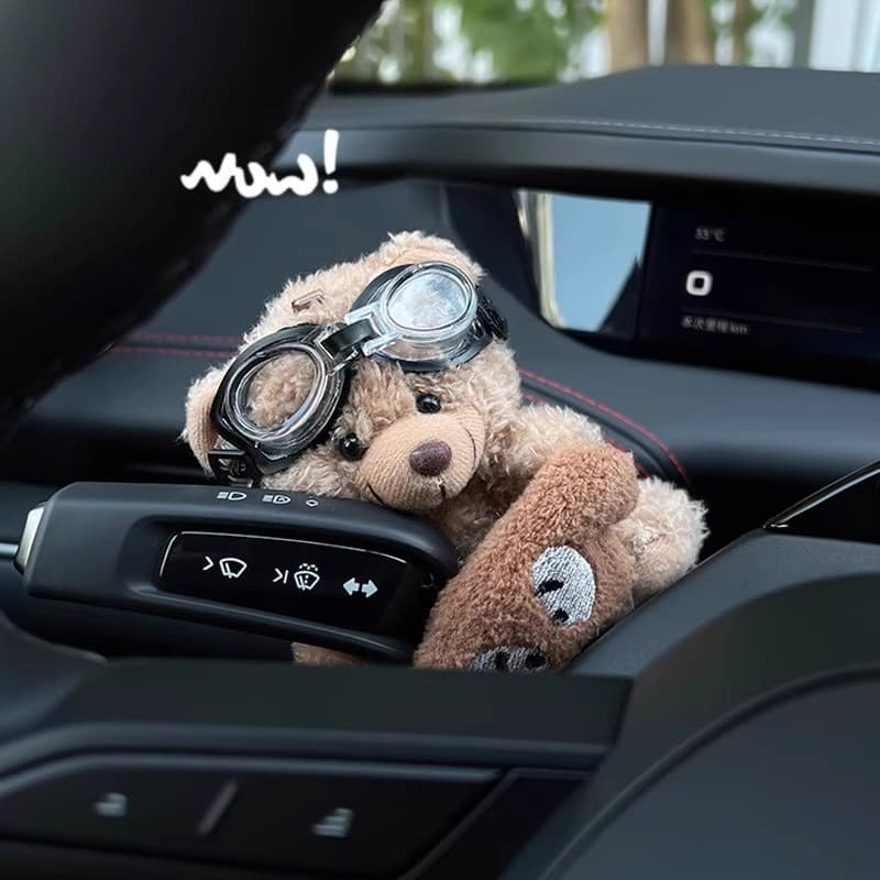 Bonito urso boneca decoração do carro limpador de direção do carro lidar com haste decoração interior único acessórios i
