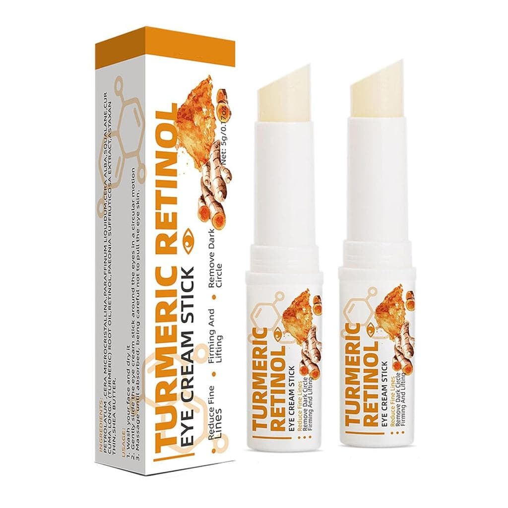2 PCS Bastão Hidratante para Olhos com Cúrcuma e Retinol, Bastão para Olhos para Olheiras e Rugas, Resultados Visíveis e