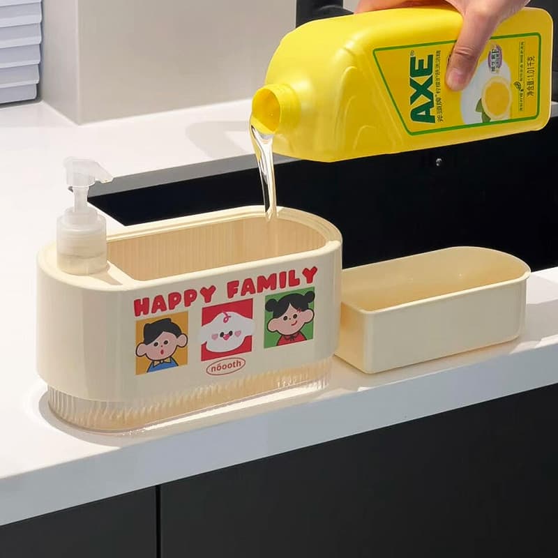 Bonito detergente pia imprensa cozinha detergente Sub-engarrafamento sabão líquido espuma esfregão caixa de armazenament