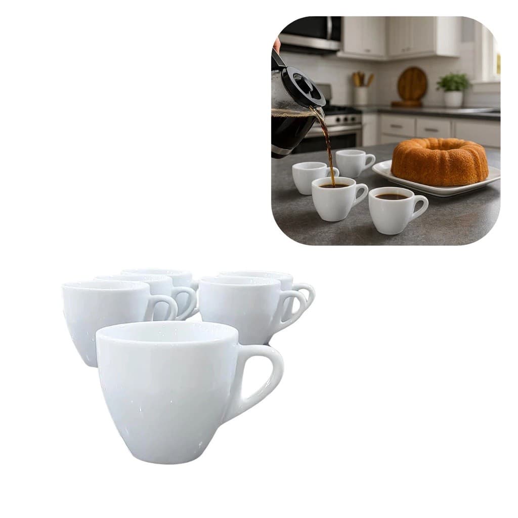 Jogo de Canecas Branca para Chá Café Porcelana 85ml Hauskraft