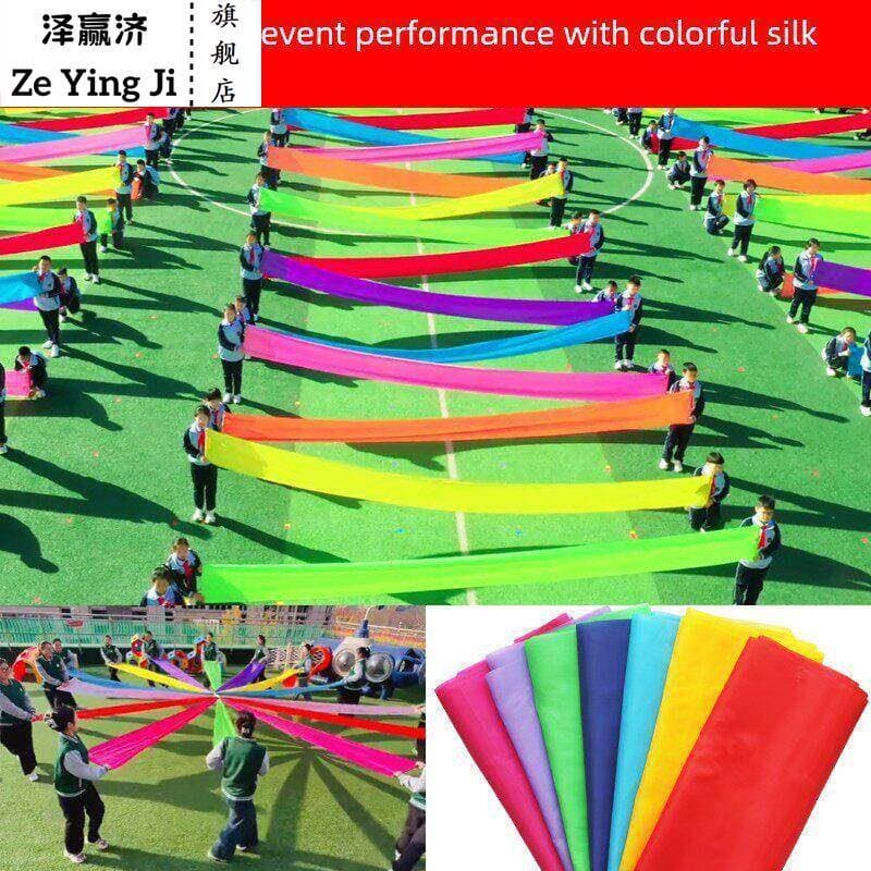 Jogos adereços pano de seda vermelho fita dança estrela de cinco pontas azul colorido seda forjamento abertura estilo jo