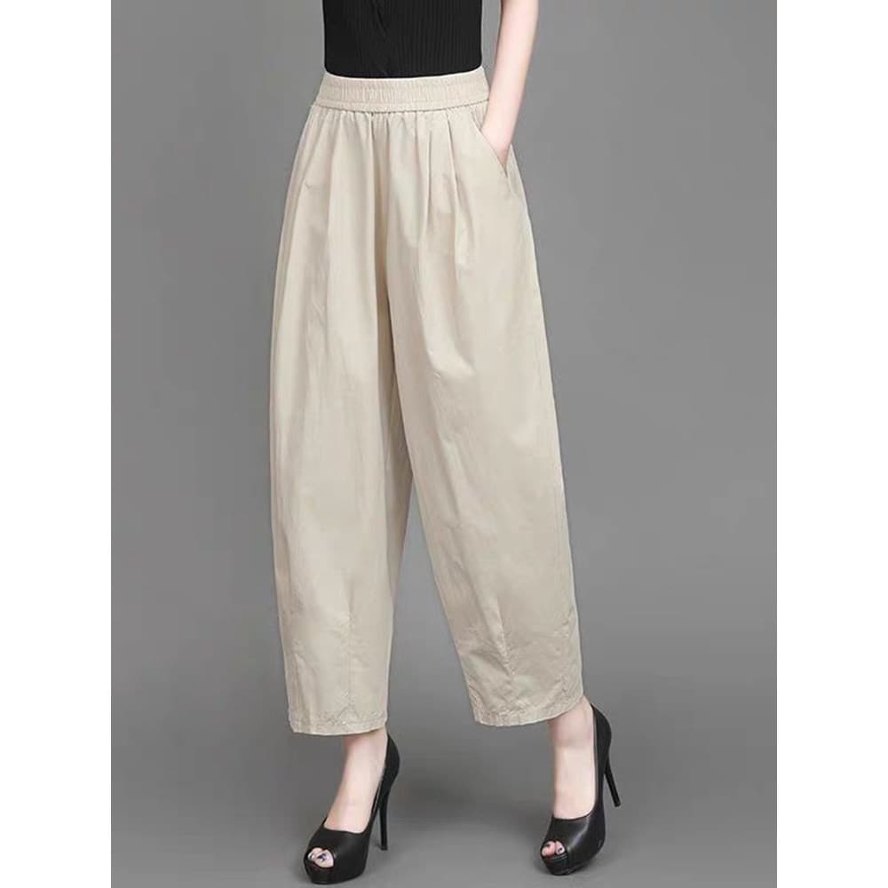 Tarde Qinghe ~ solto Casual Harem calças femininas estilo fino tamanho grande gordura MM mais magro olhar Bloomers algod