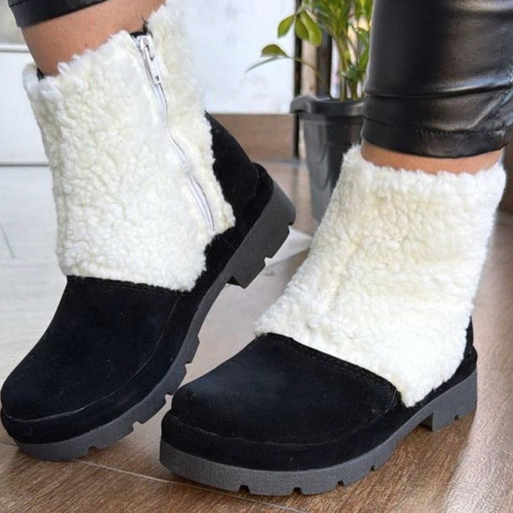 Bota Feminina Tratorada Cano Curto Com Pelúcia Inverno