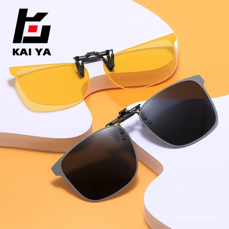 Óculos de sol clip-on populares para homens com um toque sofisticado, óculos de sol polarizados flip-up para motoristas,