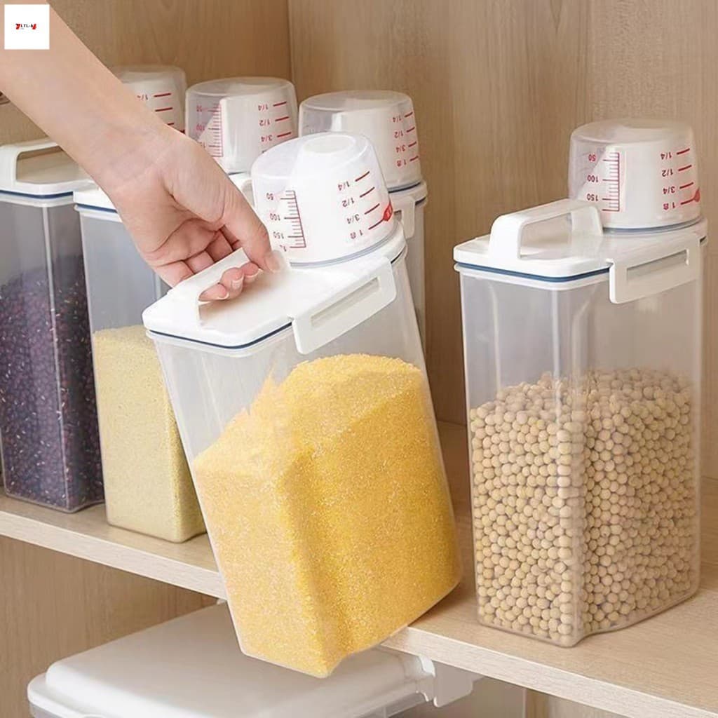 Frasco De Armazenamento De Grãos Recipiente Selado Com Cinco Compartimentos Para Organização De Cozinha De Arroz