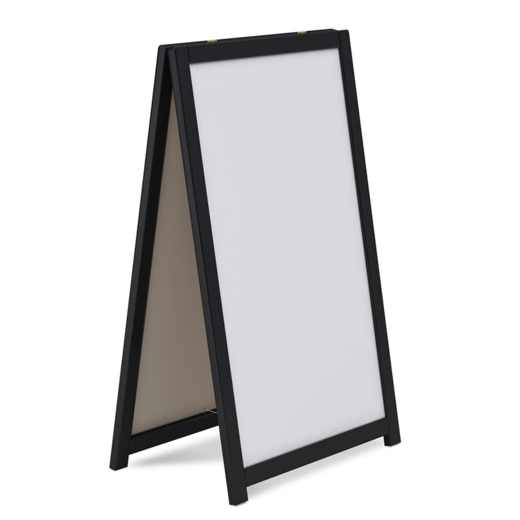 Cavalete de Calçada 100x60 cm de Madeira com Moldura Preta Tela Branca para Bares e Restaurantes