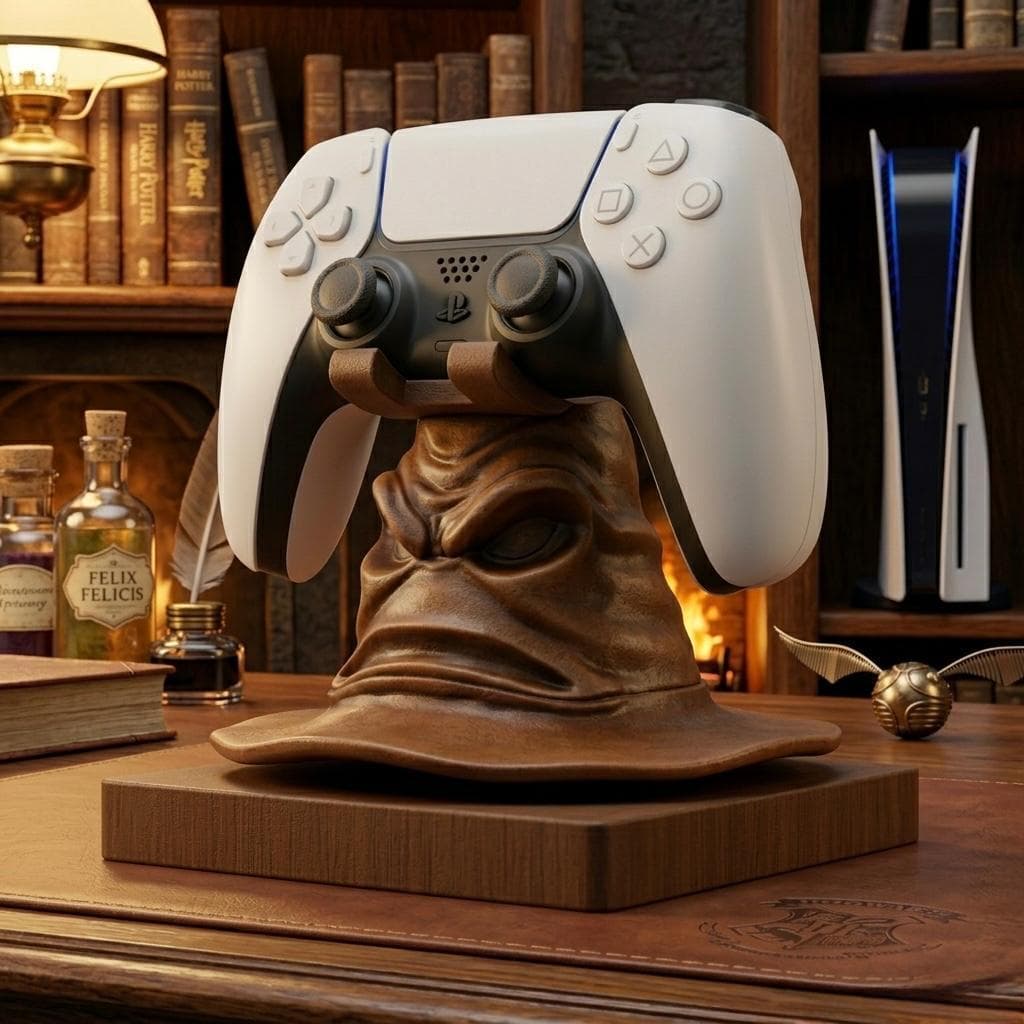 Suporte de Controle Gamer Harry Potter Chapéu Seletor p/ PS5 PS4 Xbox PC e Switch Decoração Premium