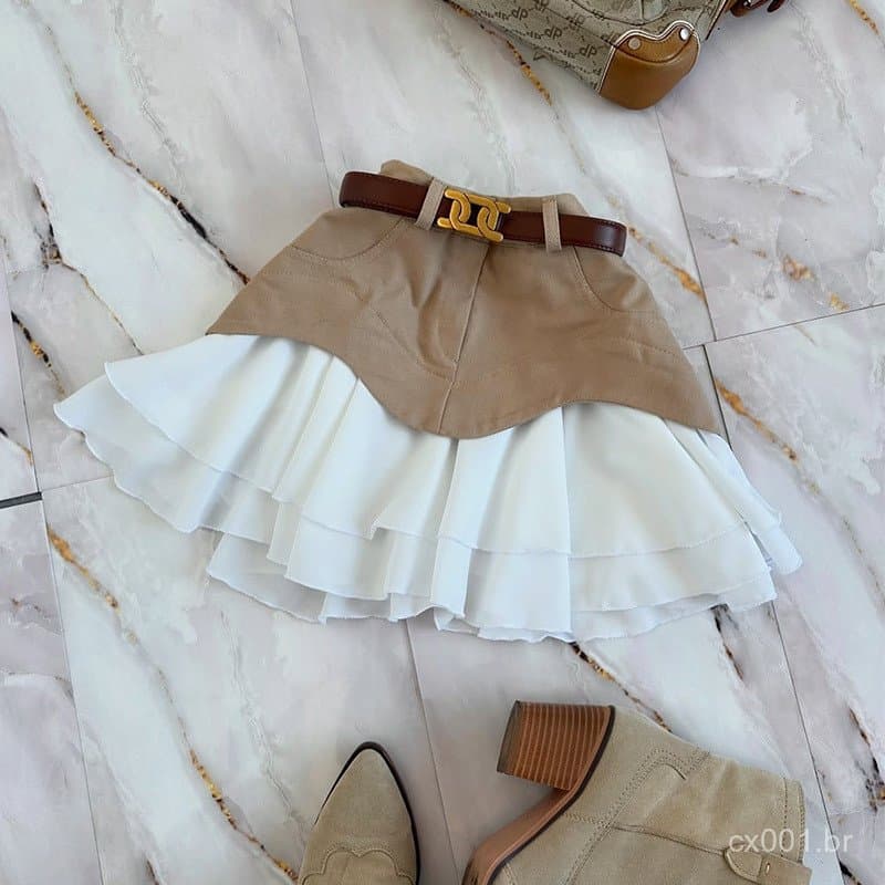 Roupas femininas transfronteiriças 2026 verão novo estilo babados bolo saia pequena saia curta saia de cintura alta