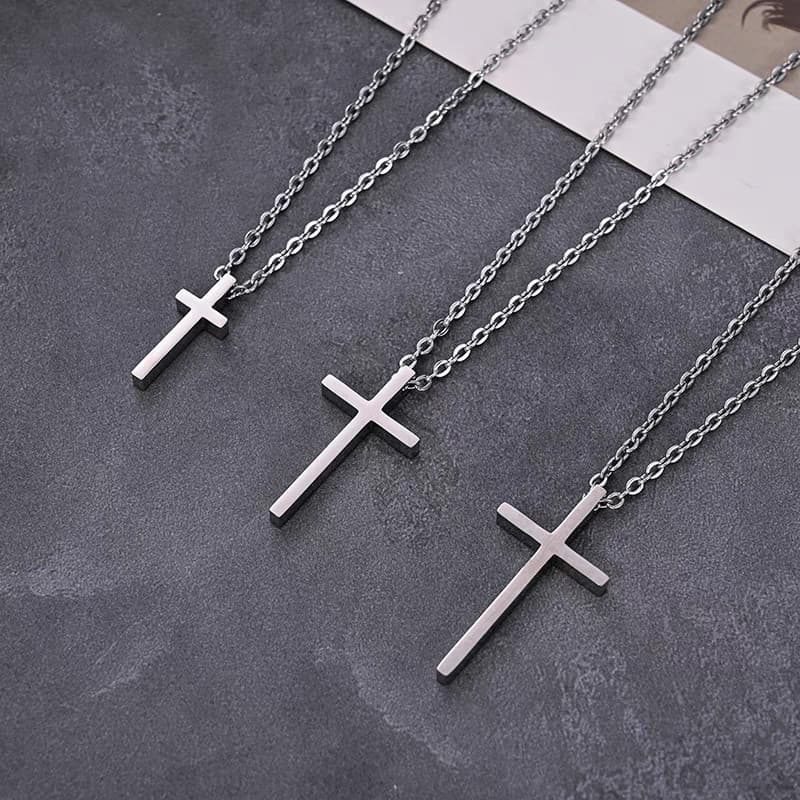 colar femenino colar aço inoxidável Cruz colar feminino estilo longo All-Match Hip-Hop titânio aço não-desbotamento ca