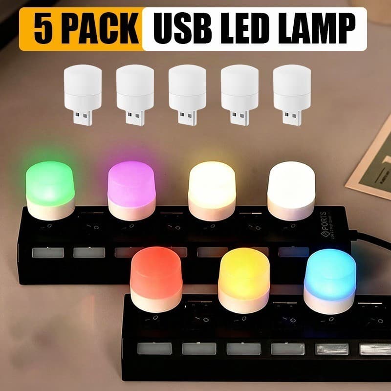Multicolor Mini USB LED Night Light 5 Peças Portátil Luz De Leitura Amigável Para Os Olhos Decoração De Quarto De Carro