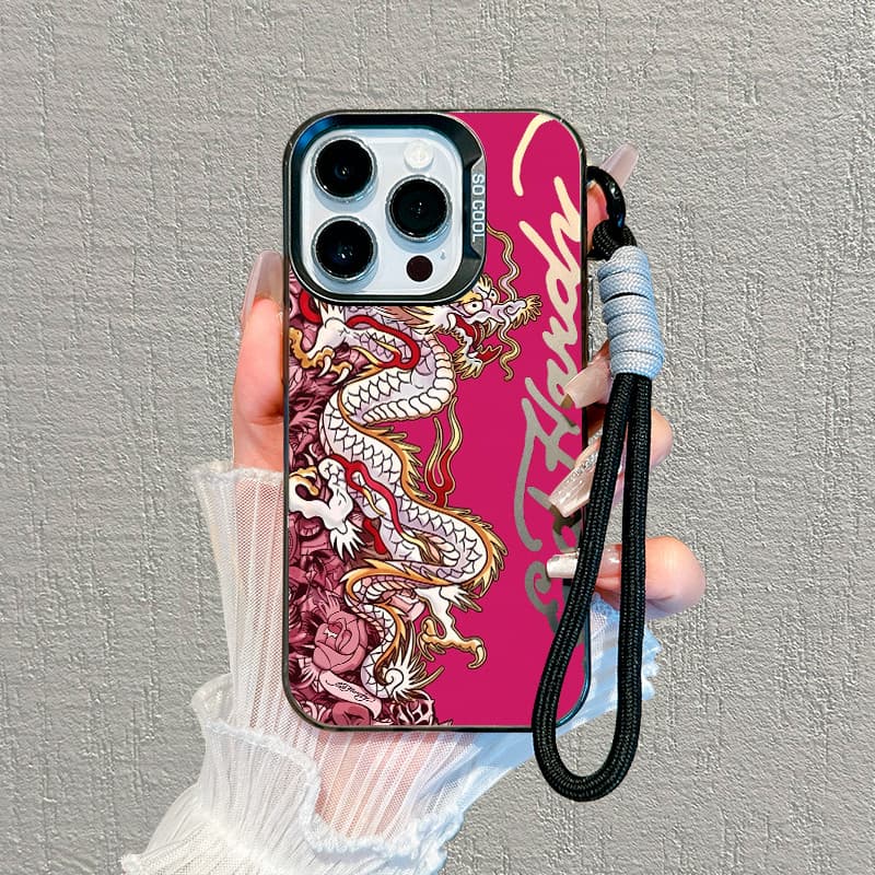Capinha Cordão ed hardy para iPhone 11 12 13 14 15 16 17 Pro Max Plus Samsung S25 S24 S23