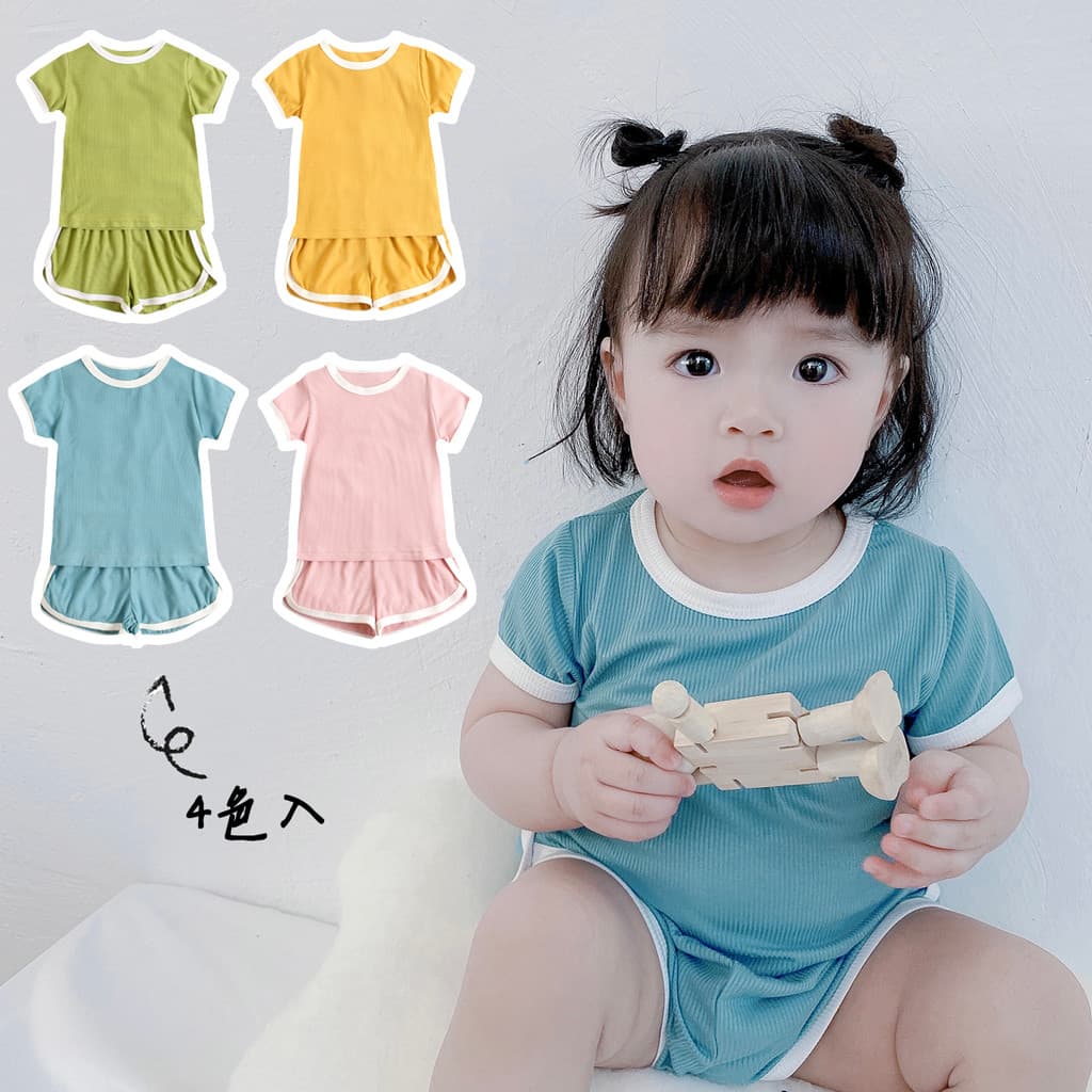Versão coreana roupas infantis verão roupas de bebê de manga curta terno de duas peças ins roupas de bebê roupas de bebê