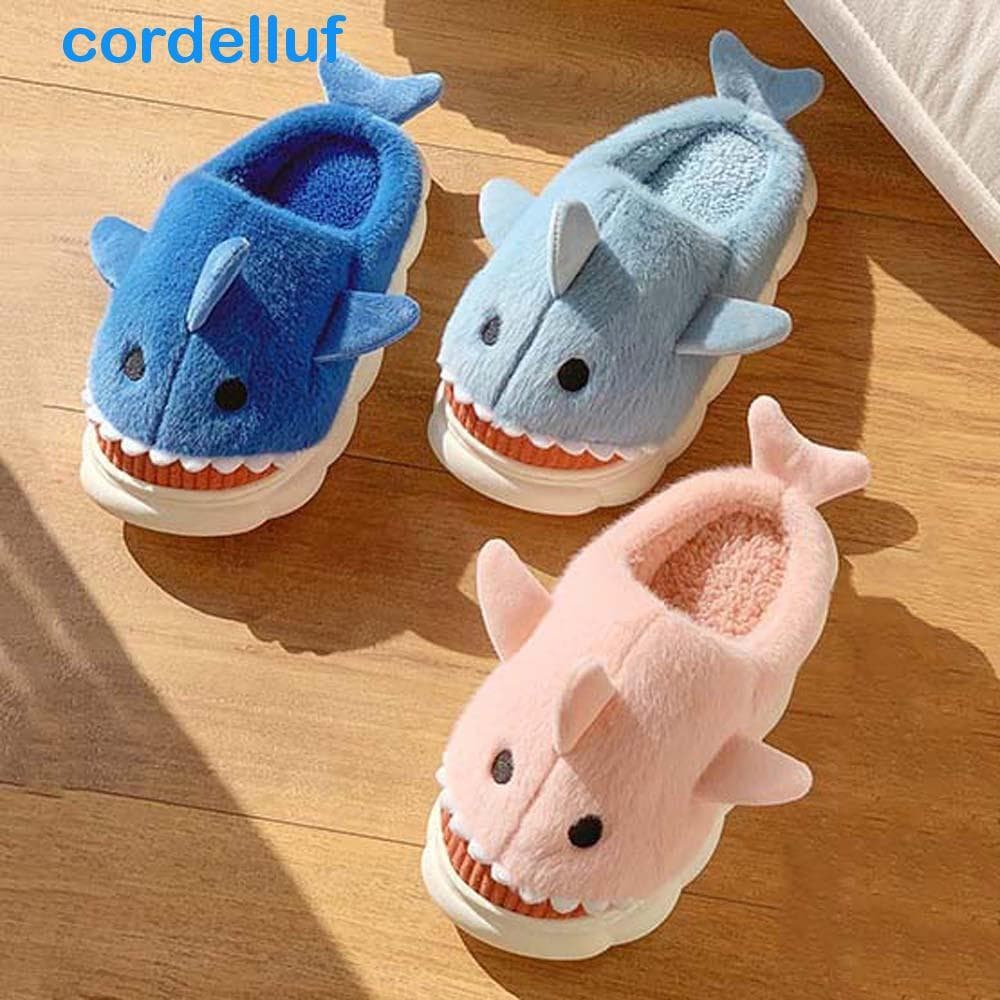 CORDELLUF Chinelos Fofos De Inverno , Sapatos De Pelúcia De Tubarão De Animais , Pele Quentes E Macios Antiderrapantes
