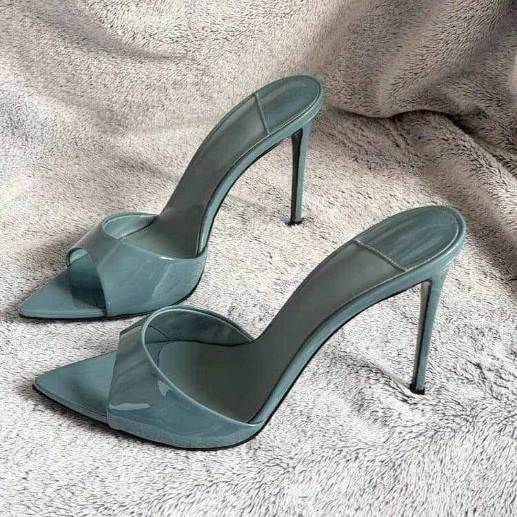 Sapatos femininos de tamanho grande, bico fino, salto fino, chinelos elegantes para senhoras, tamanhos 34-42.