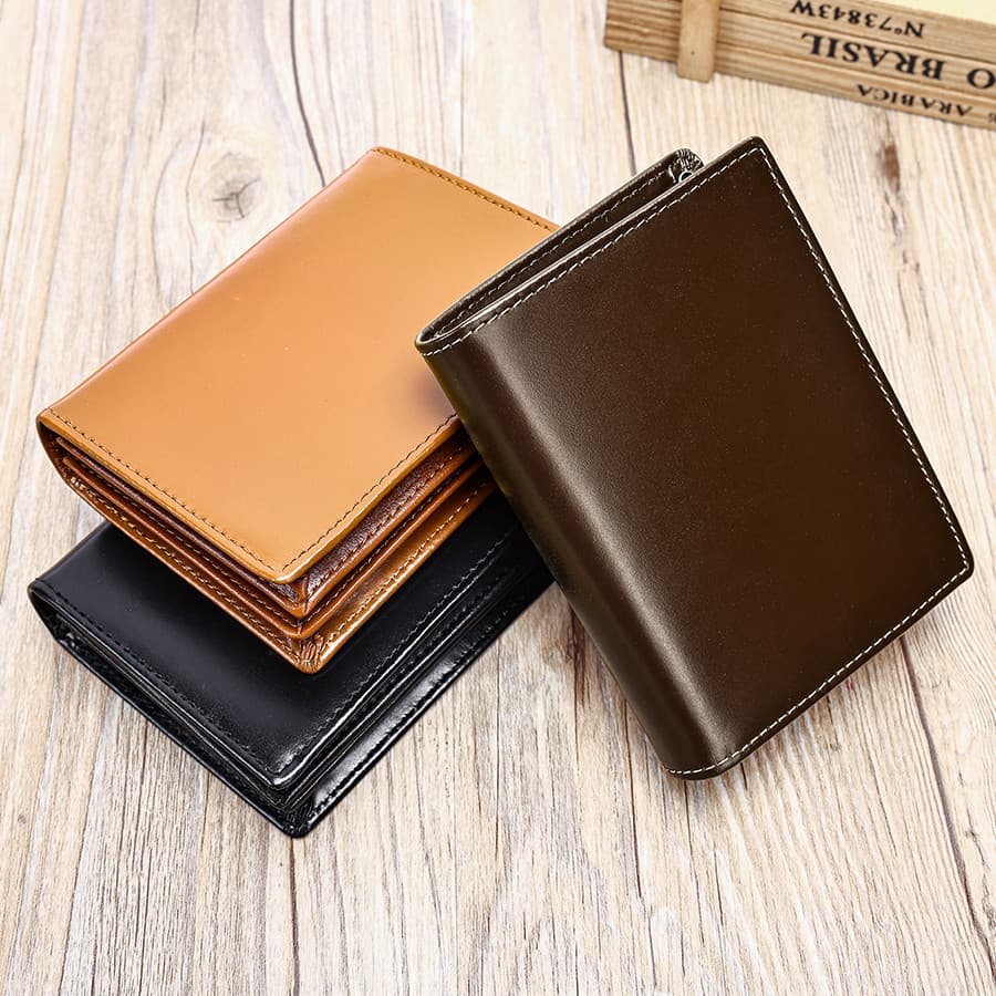 Carteira de couro genuíno primeira camada de couro curto novo estilo masculino feminino Retro carteira masculina carteir