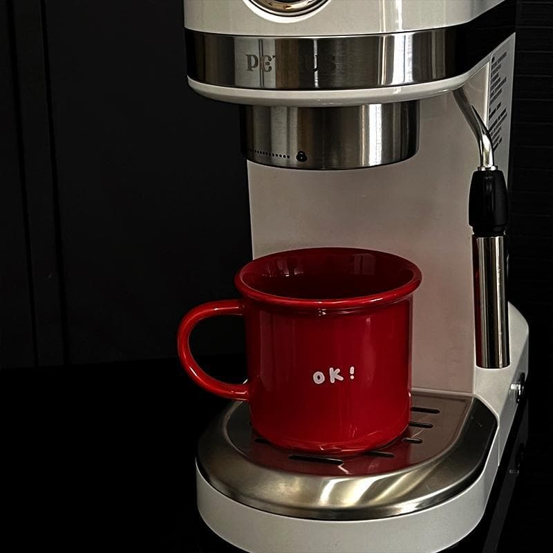 Feliz Ano Novo|Bonito Retro vermelho ok filhote de cachorro caneca de cerâmica véspera de ano novo xícara de café lembra
